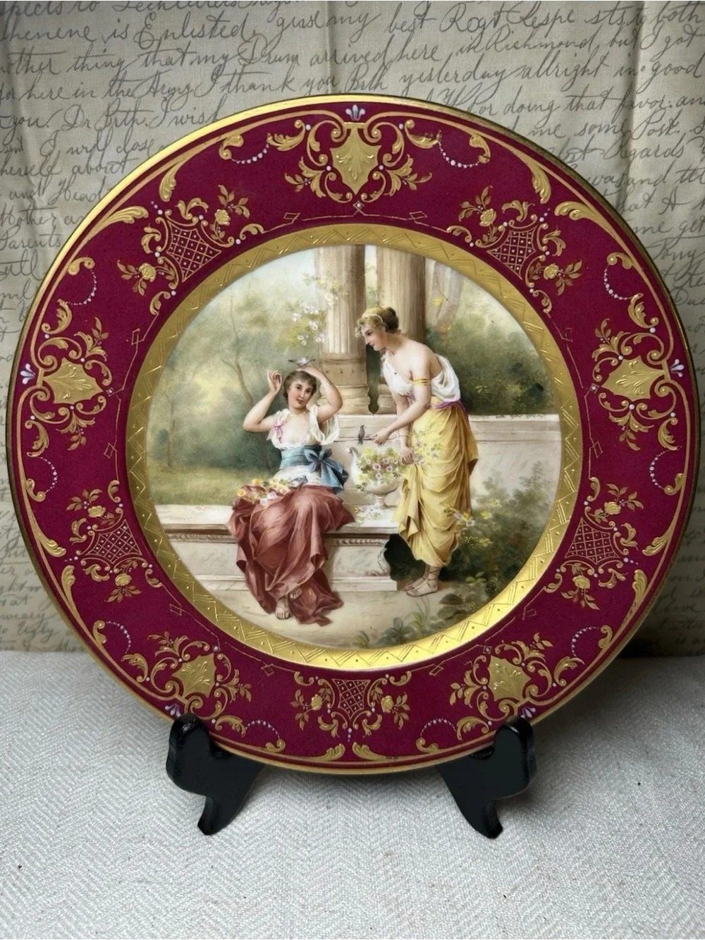 Antique Royal Vienna Style Cabinet Plate - Lockvogel - Beehive Mark - 19th Cent.